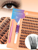 SHEIN Azenlo Cluster Lashes 144 Individual Lashes Clusters Eyelash Stem Lash Clusters With Applicator And Lash Bond And Seal Lash Extension Kit Mix 10-16mm Length C