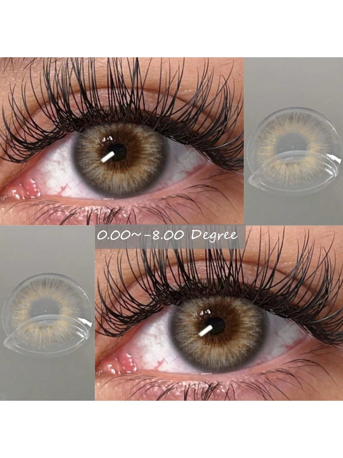 SHEIN EYESHARE (0~-8.00) Myopia Lenses Colored Contacts Lenses For Eyes With Prescription Gray Eyes Contact With Degree,Yearly Use,1 Pair/2Pcs,14.0mm