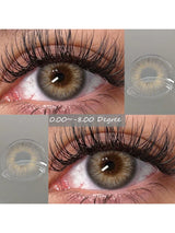 SHEIN EYESHARE (0~-8.00) Myopia Lenses Colored Contacts Lenses For Eyes With Prescription Gray Eyes Contact With Degree,Yearly Use,1 Pair/2Pcs,14.0mm
