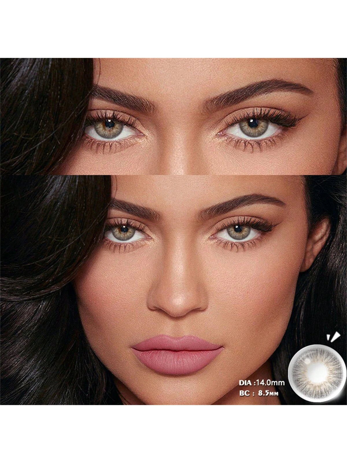 SHEIN EYESHARE (0~-8.00) Myopia Lenses Colored Contacts Lenses For Eyes With Prescription Gray Eyes Contact With Degree,Yearly Use,1 Pair/2Pcs,14.0mm
