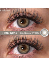 SHEIN EYESHARE (0~-8.00) Myopia Lenses Colored Contacts Lenses For Eyes With Prescription Gray Eyes Contact With Degree,Yearly Use,1 Pair/2Pcs,14.0mm