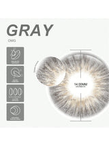 SHEIN EYESHARE (0~-8.00) Myopia Lenses Colored Contacts Lenses For Eyes With Prescription Gray Eyes Contact With Degree,Yearly Use,1 Pair/2Pcs,14.0mm