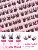 SHEIN 100pcs Self-Adhesive Fluffy False Eyelash Clusters, 11-13mm Mixed Length Se