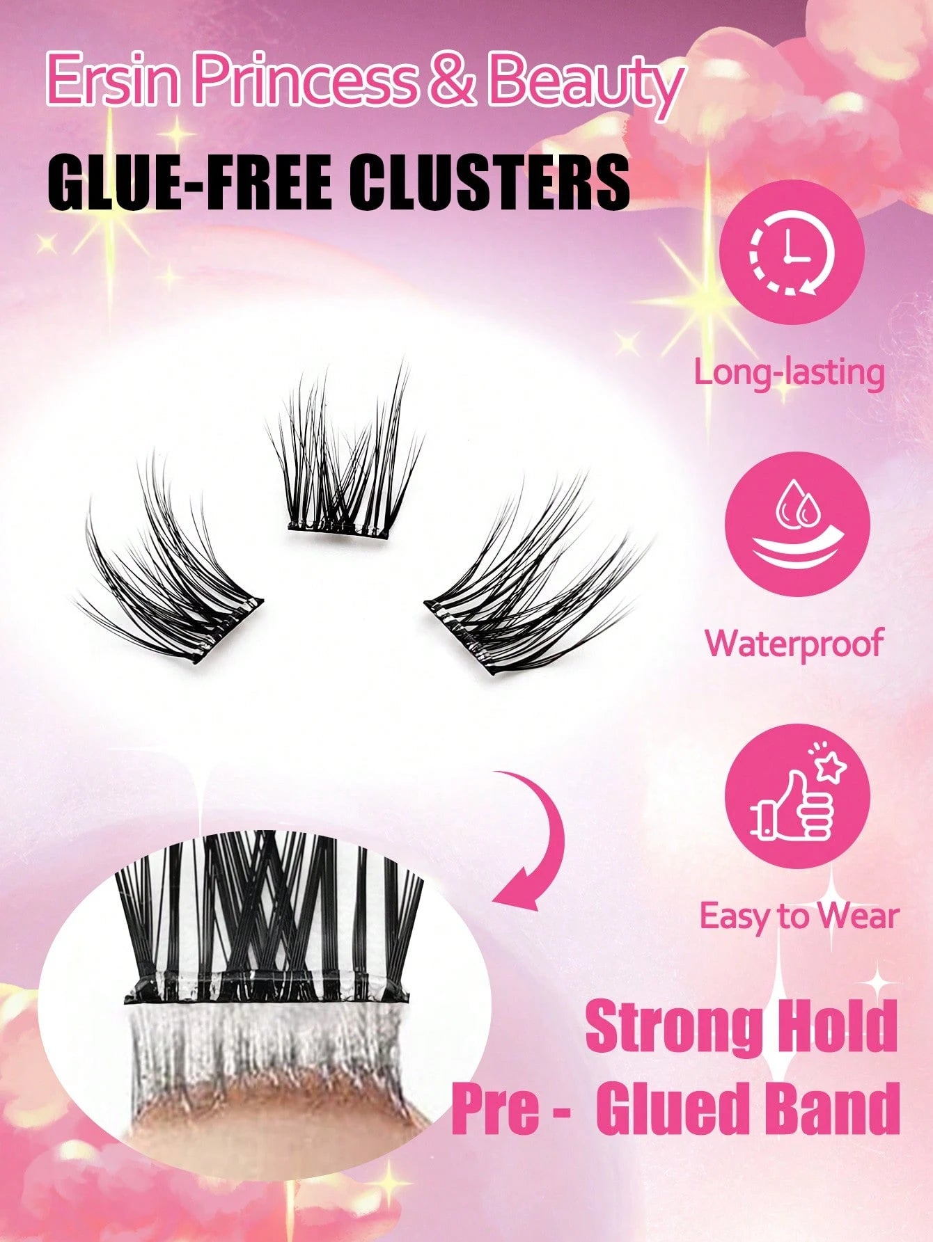 SHEIN 100pcs Self-Adhesive Fluffy False Eyelash Clusters, 11-13mm Mixed Length Se
