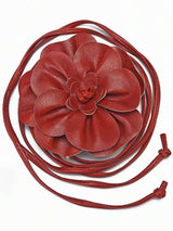 1pc Women's PU Leather Camellia Bohemian Bowknot