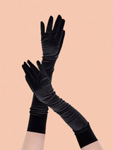 1 Pair Black Long Gloves, Suitable For Parties, Costume Parties
