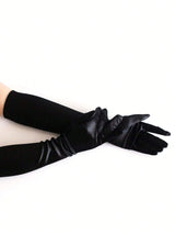 SHEIN 1 Pair Black Long Gloves, Suitable For Parties, Costume Parties