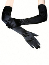 SHEIN 1 Pair Black Long Gloves, Suitable For Parties, Costume Parties
