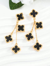 SHEIN 1 Pair Elegant Romantic Four-Leaf Clover Long Pendant Earrings