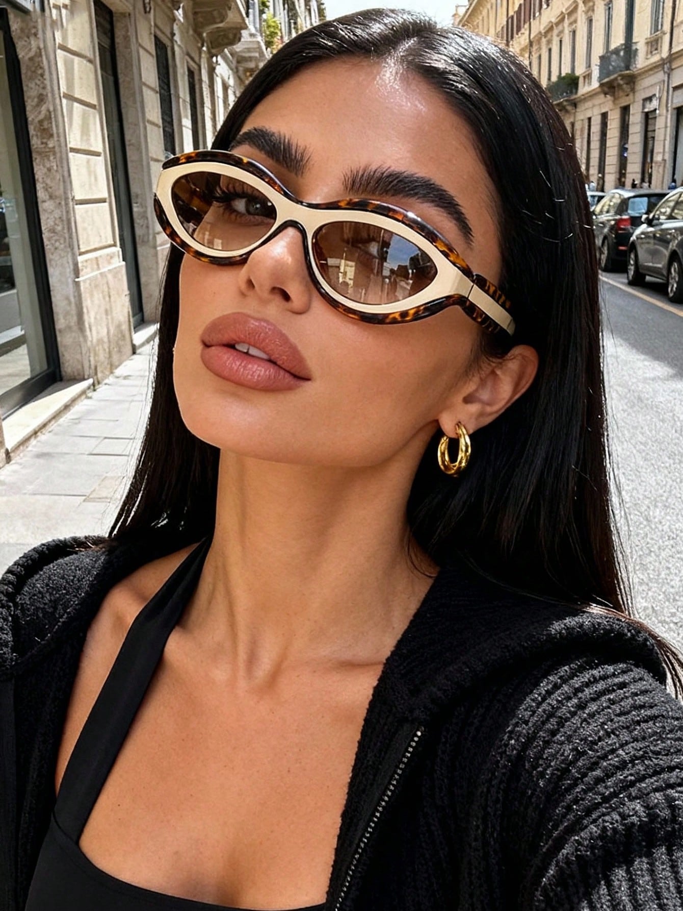 SHEIN نظارة بعدسات شفافة بإطار بنقشة فهد قطعة واحدة
