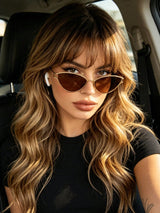 SHEIN 1 Pair Small Frame Cat Eye Metal Fashion Glasses