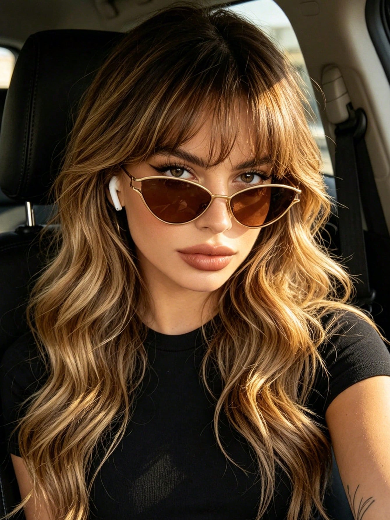 SHEIN 1 Pair Small Frame Cat Eye Metal Fashion Glasses