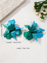 SHEIN 1 Pair Vacation Style Metal Flower Pendant Earrings, Suit