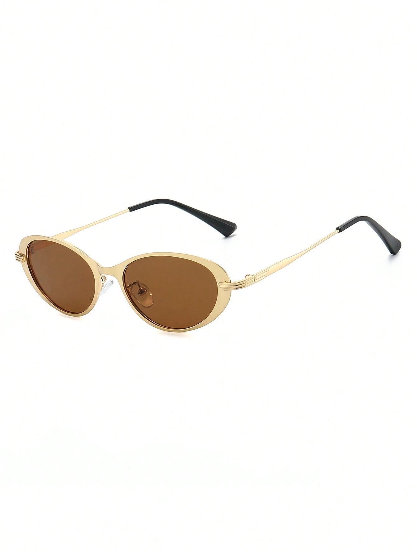 SHEIN 1 Pair Women's Gold Oval Metal Frame Luxury Elegant Small Frame Glasses