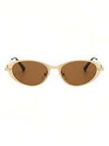 SHEIN 1 Pair Women's Gold Oval Metal Frame Luxury Elegant Small Frame Glasses