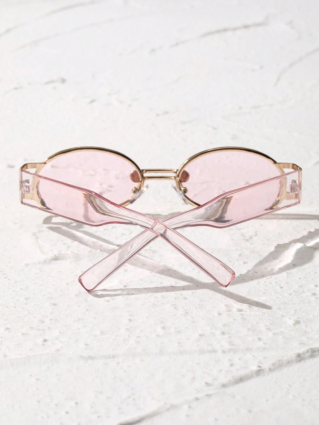 SHEIN 1 Pair Women's Oval Pink Frame Tinted Lens Cute & Fashion Glasses,