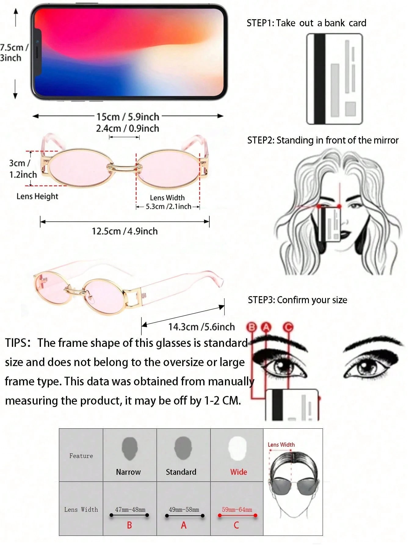 SHEIN 1 Pair Women's Oval Pink Frame Tinted Lens Cute & Fashion Glasses,