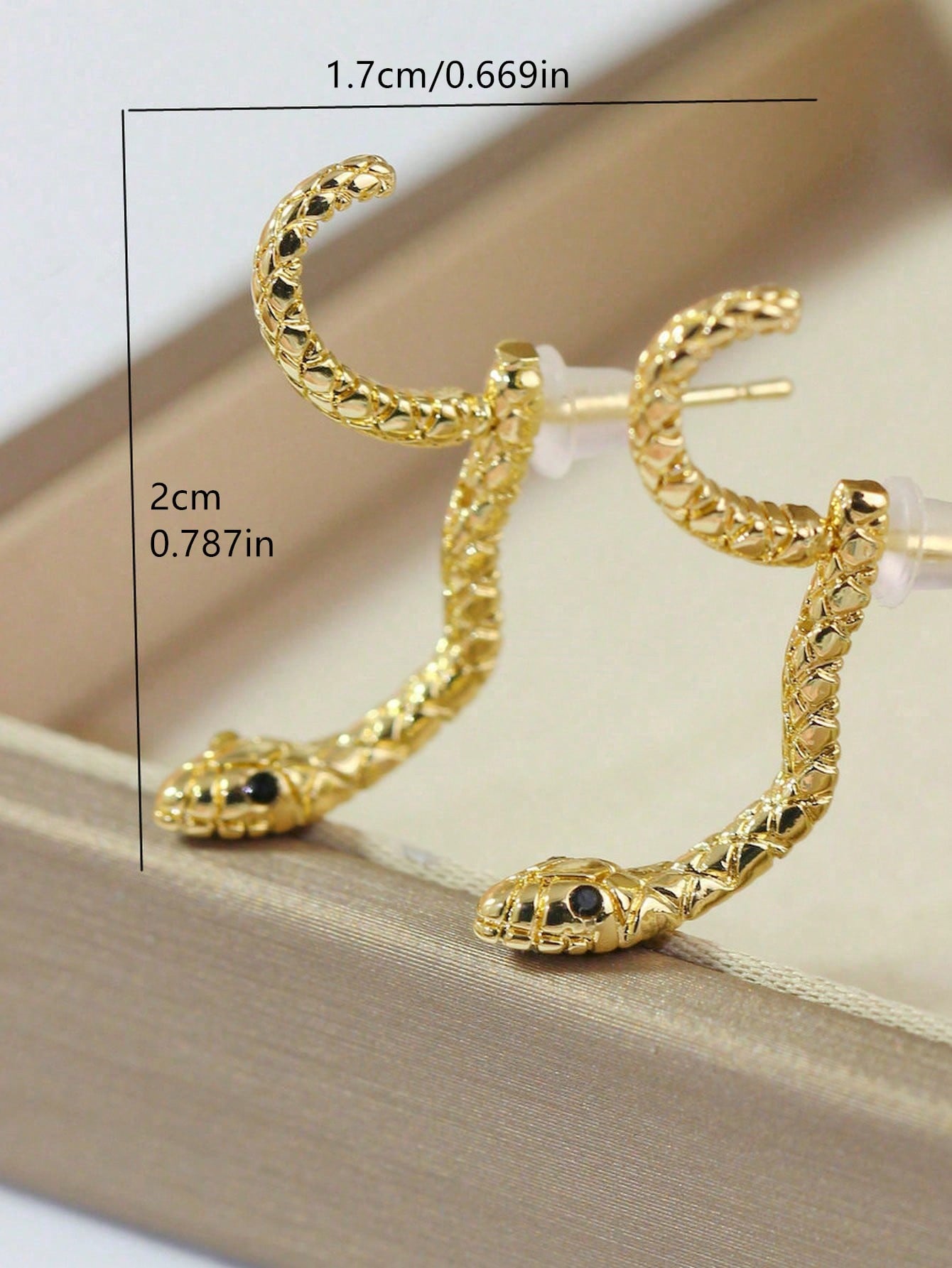 SHEIN 1pair Stylish Copper Snake Shaped Earrings