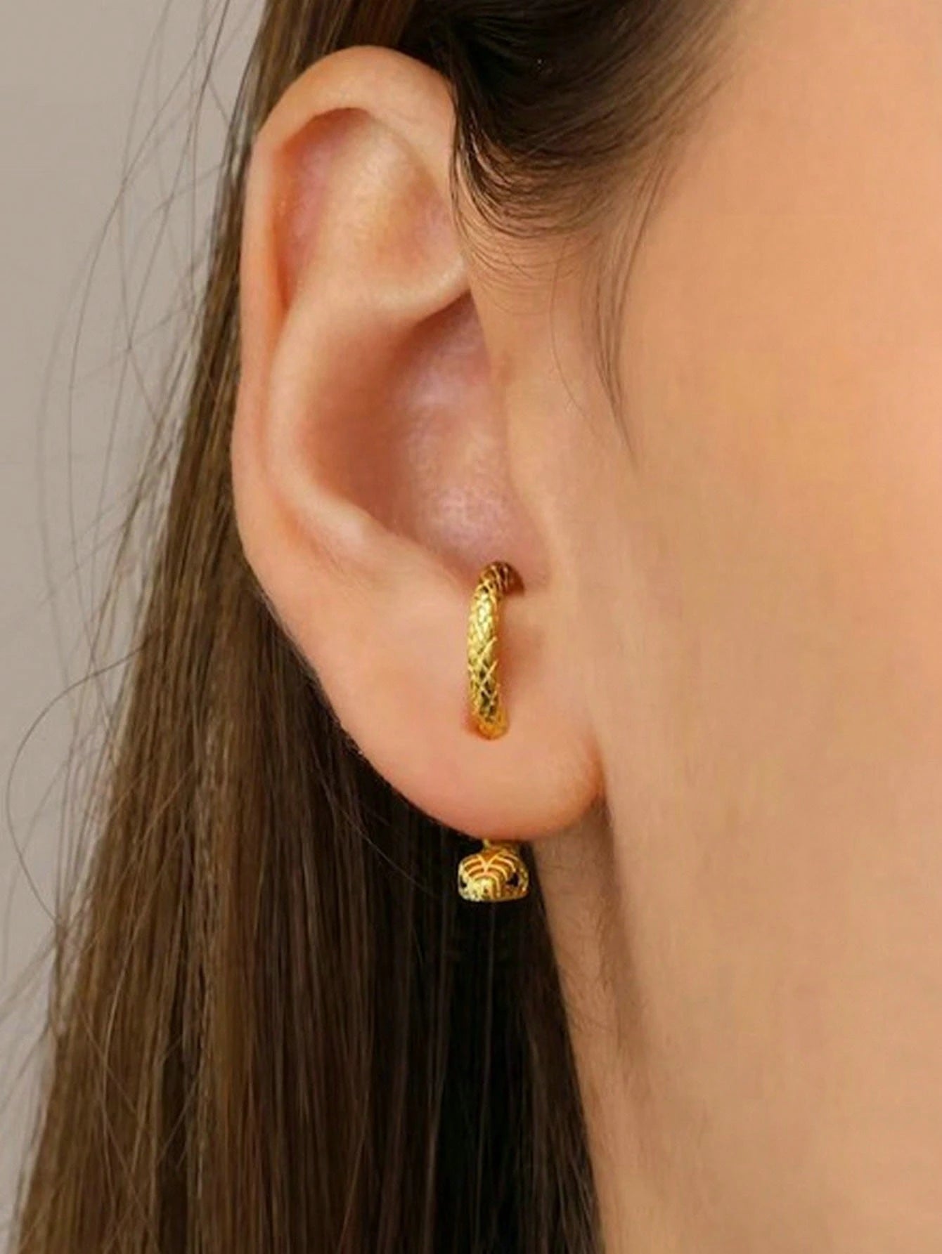 SHEIN 1pair Stylish Copper Snake Shaped Earrings