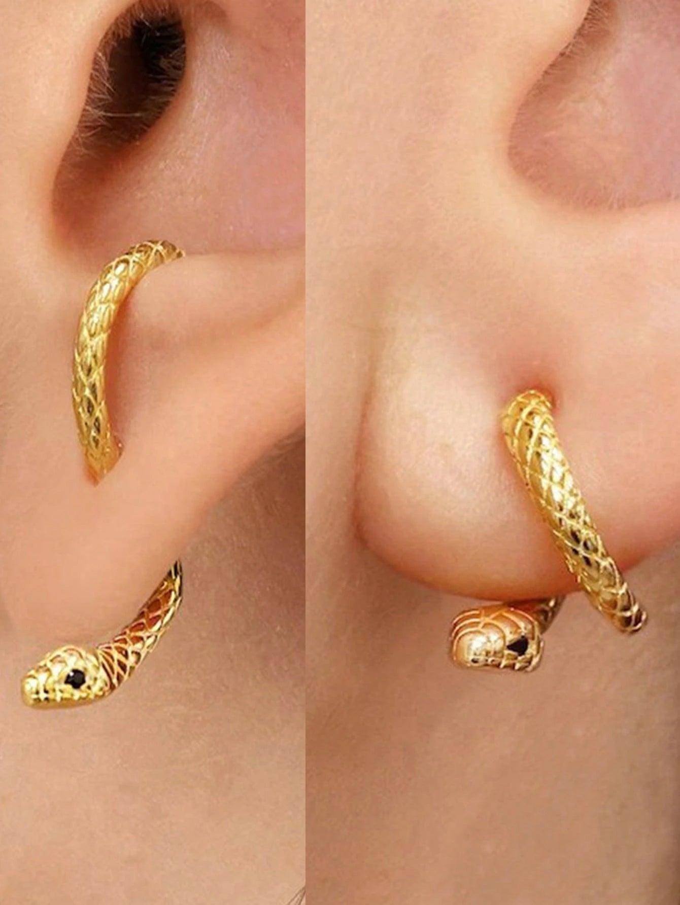 1pair Stylish Copper Snake Shaped Earrings