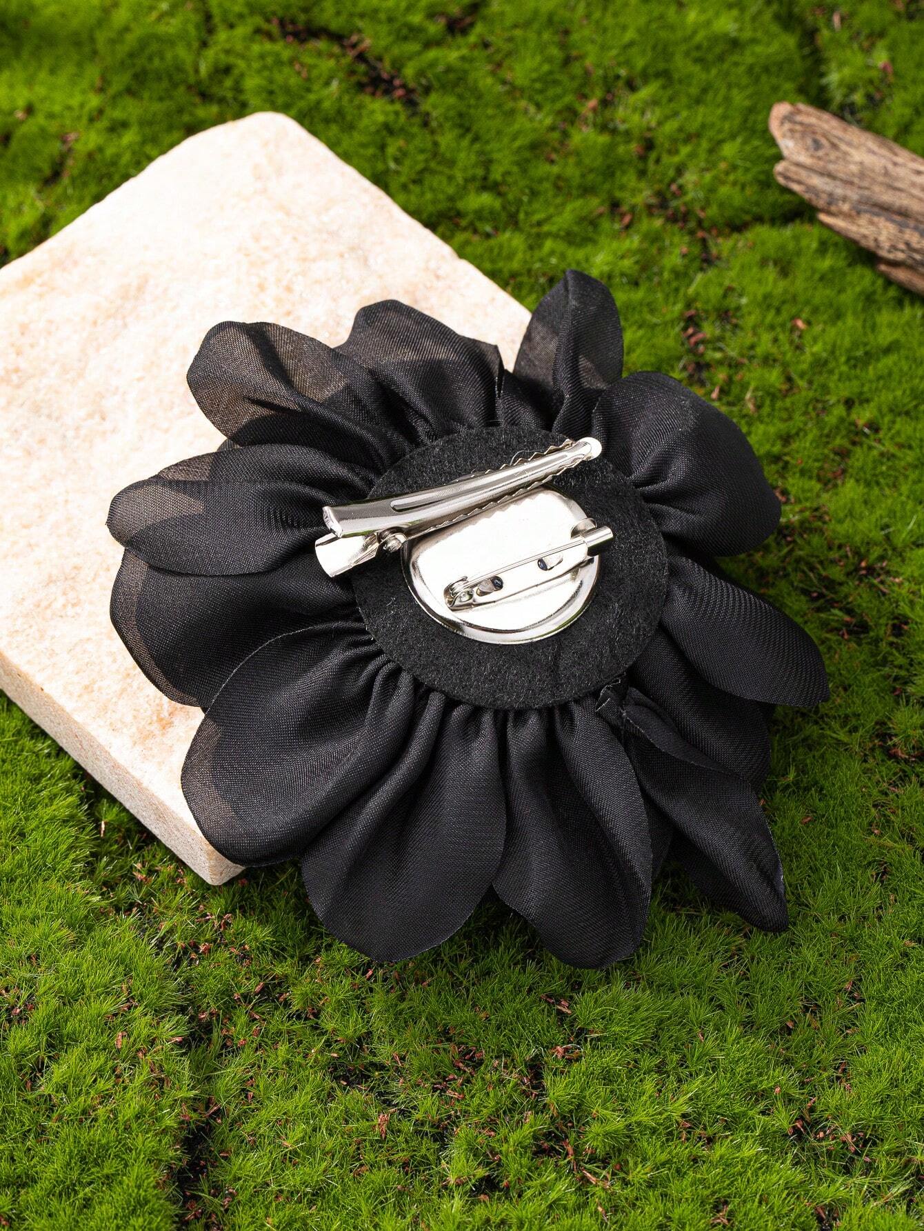1pc New Black Handmade Burn Edge Flower