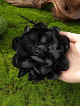 SHEIN 1pc New Black Handmade Burn Edge Flower