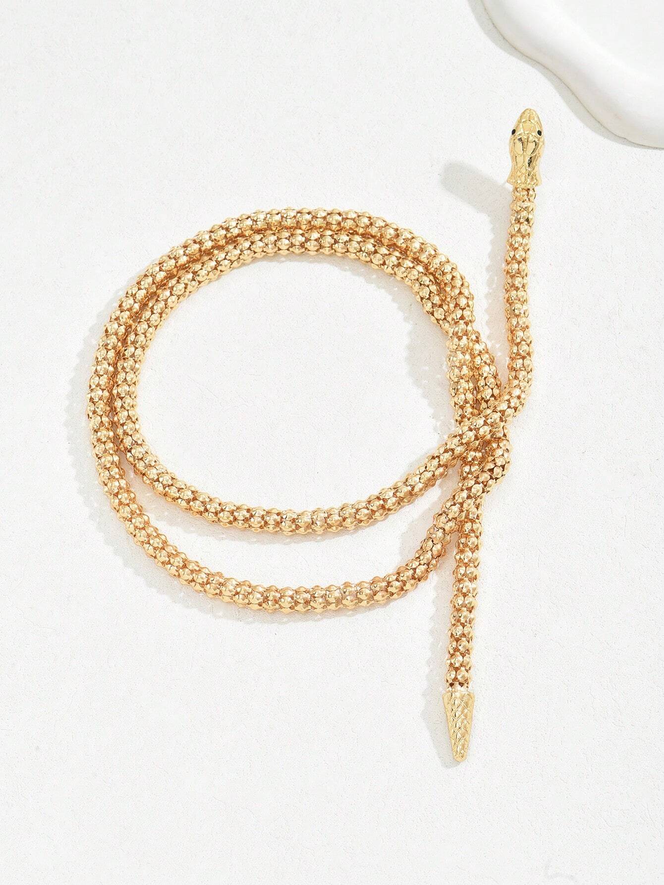 SHEIN 1pc Women Retro Punk Style Snake Wrap Around Earrings Necklace Set, Fashion Accessory