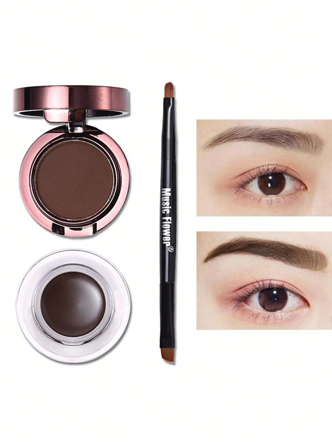 SHEIN 1pc 2 In 1 Long-lasting Waterproof Eyebrow Powder & Gel With Brush - view 4