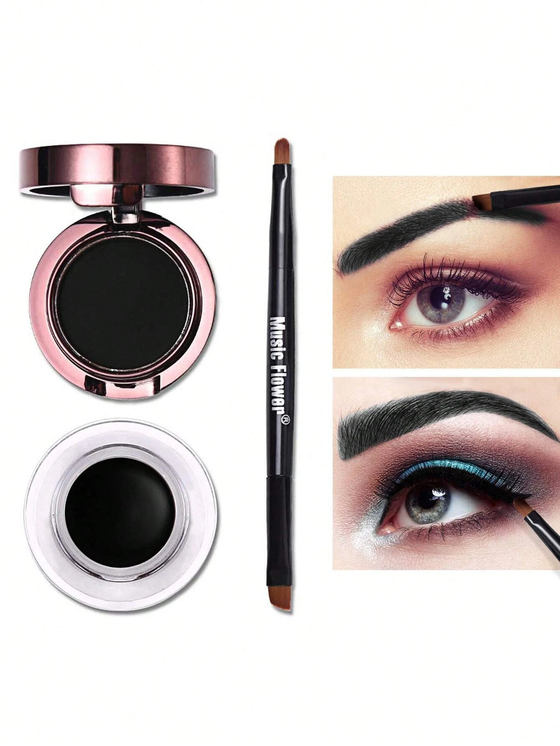 SHEIN 1pc 2 In 1 Long-lasting Waterproof Eyebrow Powder & Gel With Brush - Sugar Egypt