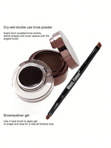 SHEIN 1pc 2 In 1 Long-lasting Waterproof Eyebrow Powder & Gel With Brush
