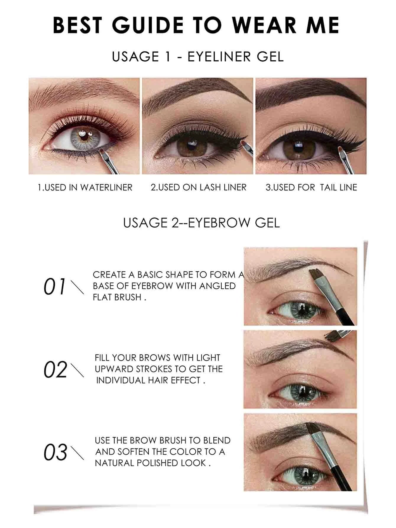 SHEIN 1pc 2 In 1 Long-lasting Waterproof Eyebrow Powder & Gel With Brush