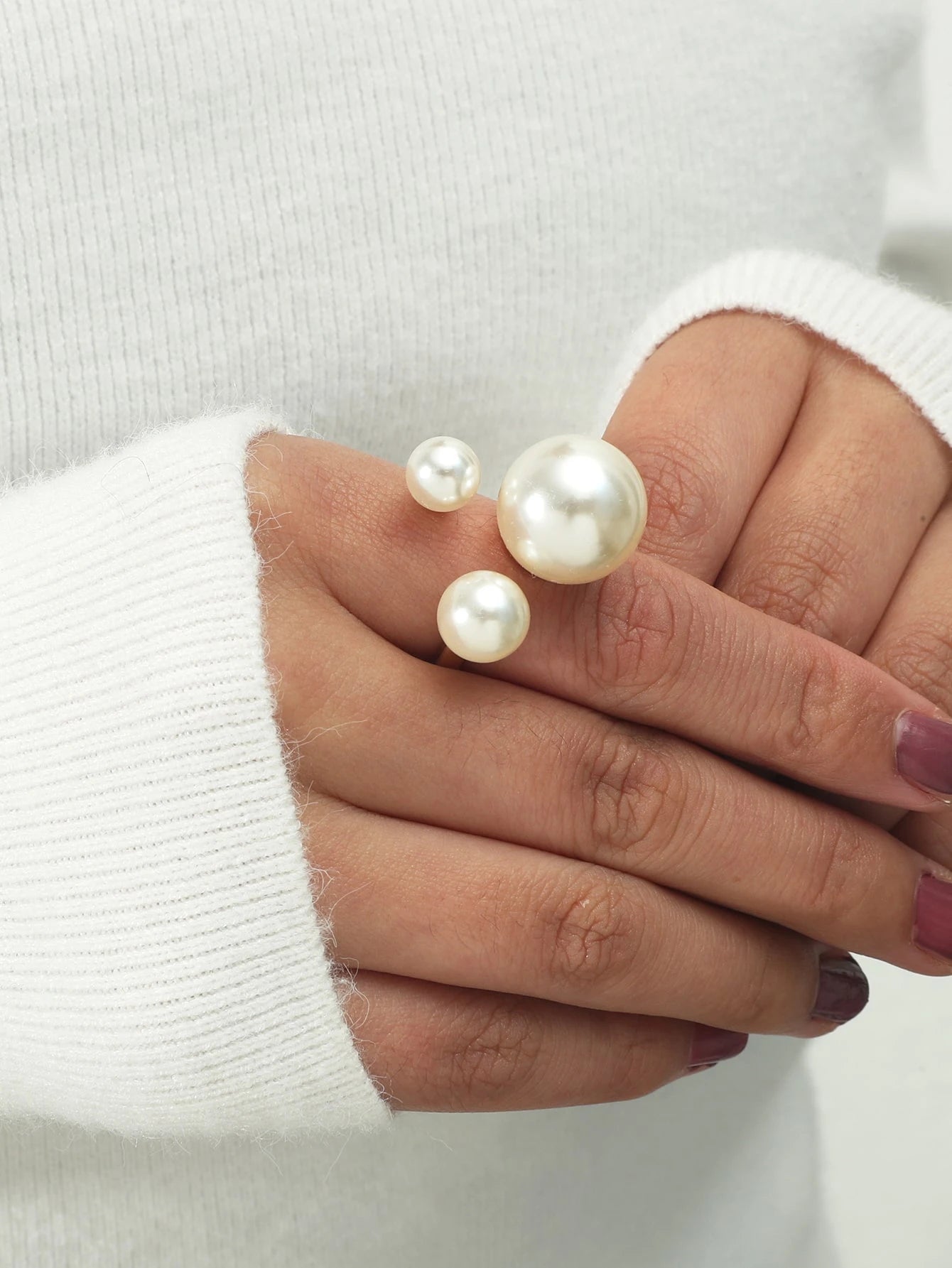 SHEIN 1pc Fashionable Minimalist Pearl Ring, Suitable For Women's