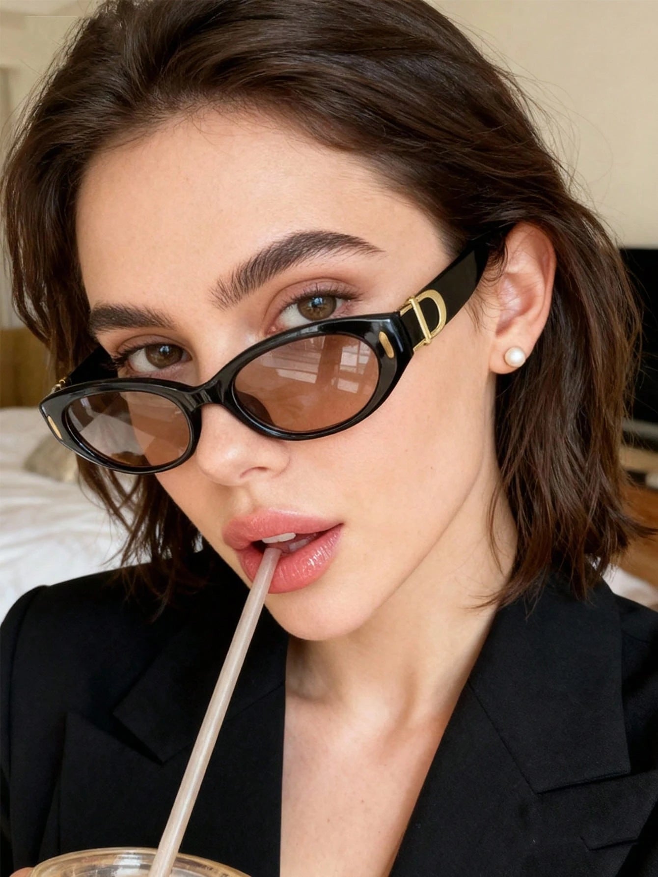 1pc Fashionable Small Frame Retro Street Style Glasses