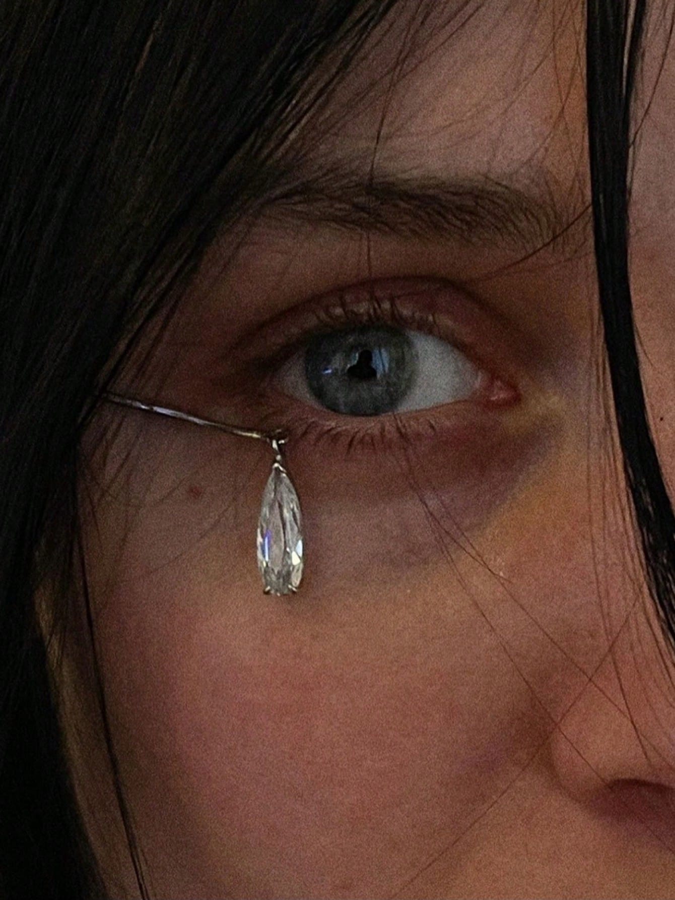 SHEIN 1pc Luxury Teardrop Ear Cuff, Versatile Personalized Faux Crystal Earrings