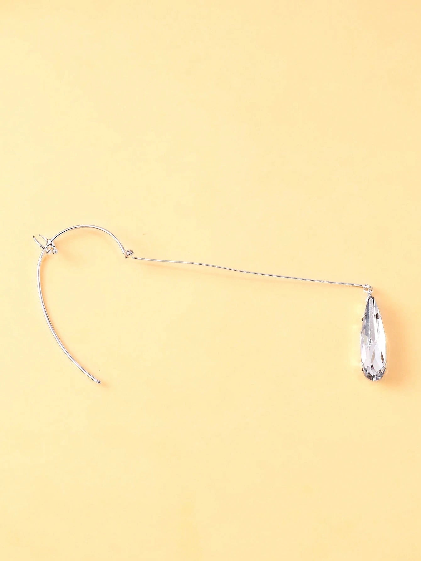 SHEIN 1pc Luxury Teardrop Ear Cuff, Versatile Personalized Faux Crystal Earrings