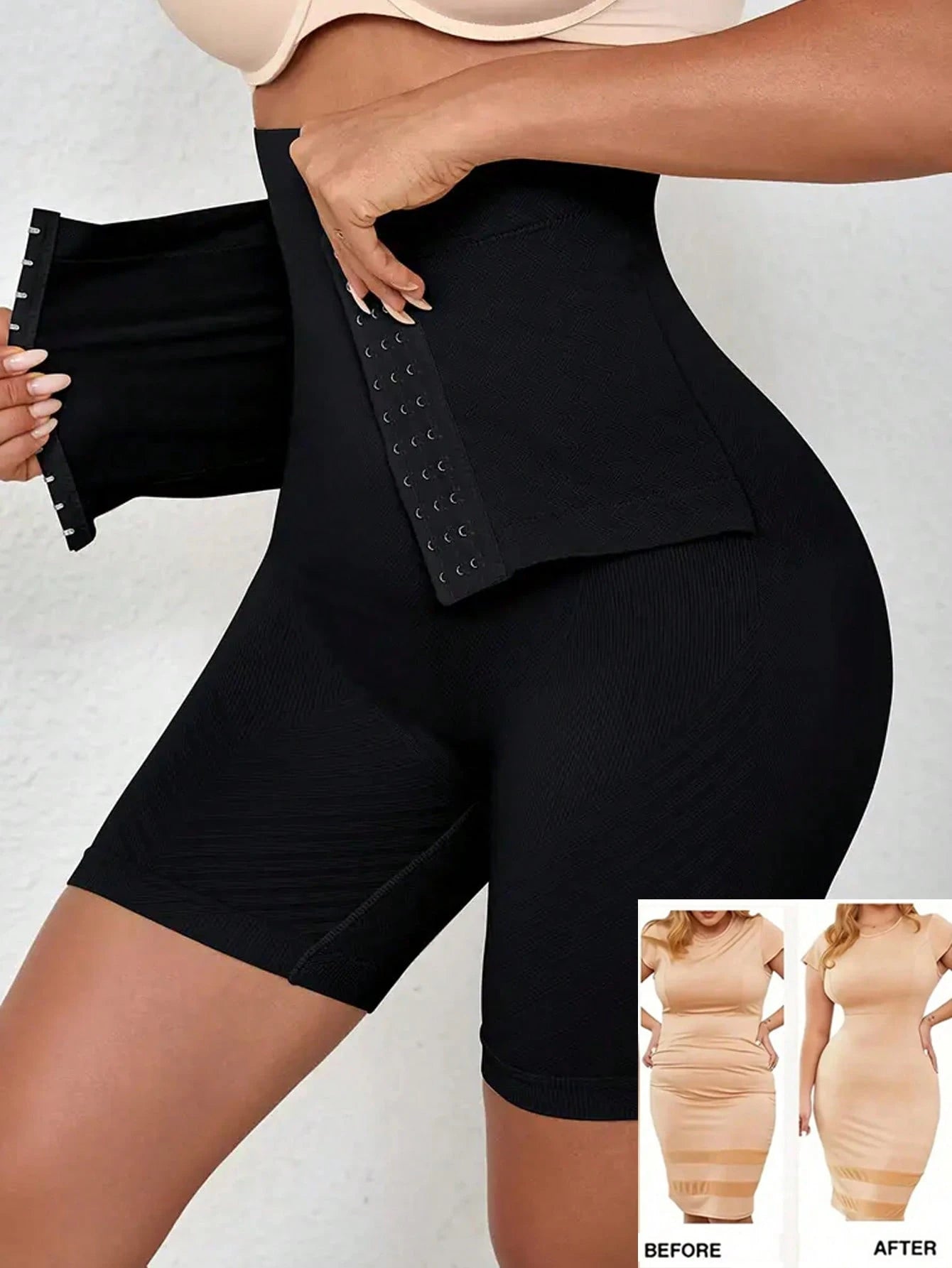 SHEIN 1pc Seamless High Waist Button Closure Tummy Control Panty, Postpartum Shaping Waist Slimming Shorts