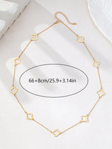 SHEIN 1 pc Stylish European & American Minimalist Clover Hollow Metal Gold Necklace For Women
