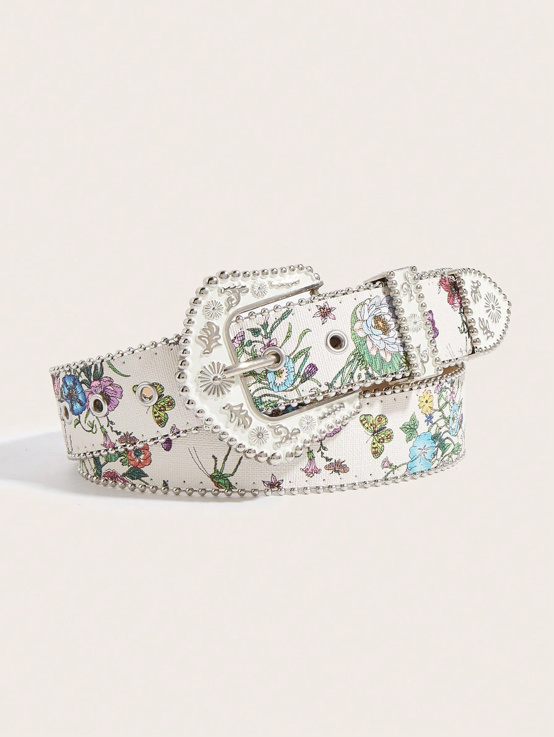 SHEIN 1pc Vintage Western Floral Embossed Women Leather Belt - view 2