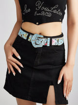 SHEIN 1pc Vintage Western Floral Embossed Women Leather Belt