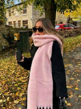 SHEIN 1 pc Women's Elegant Knitted Tassel Scarf - Comfortable, Windproof, Warm