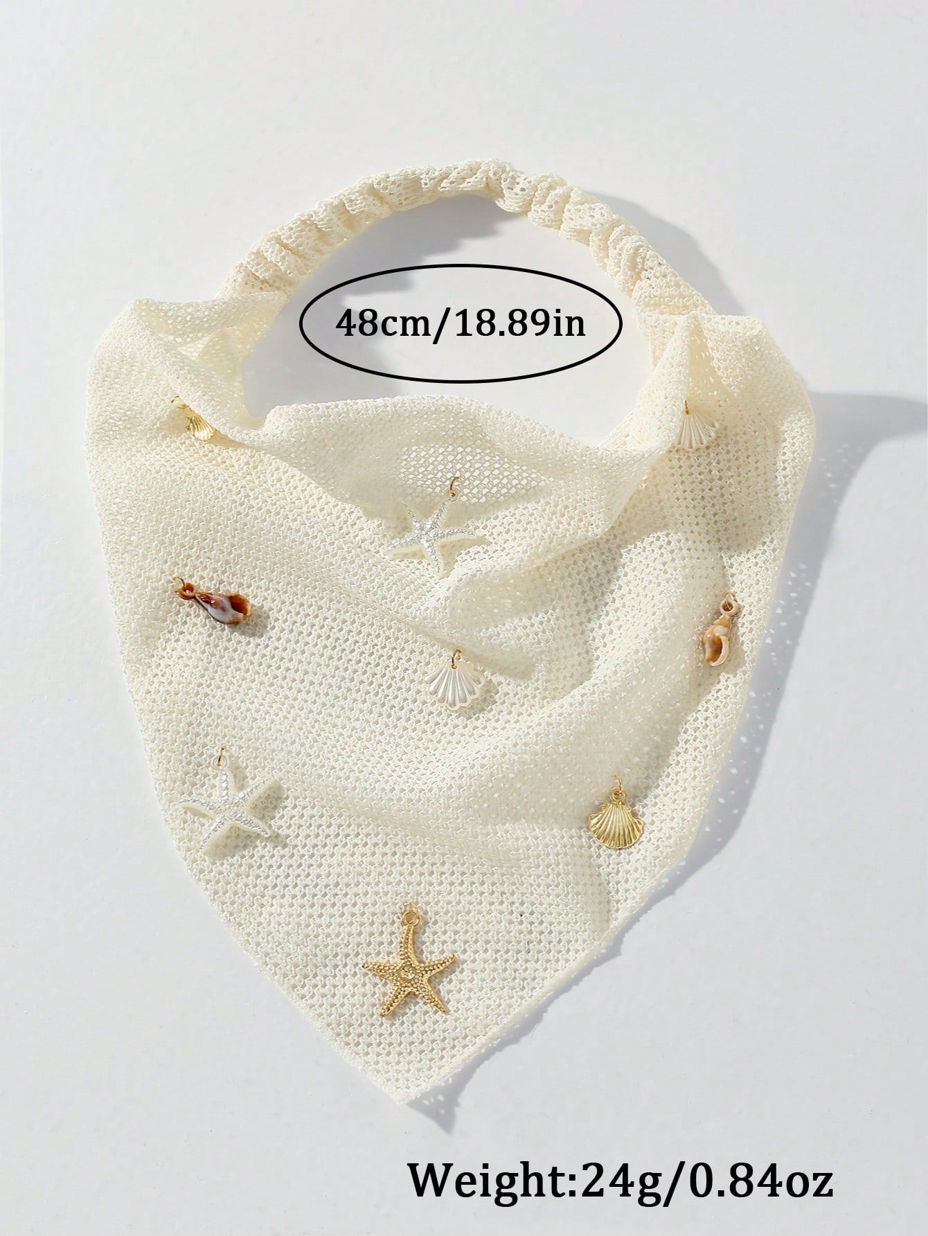 SHEIN 1pc Women's Handmade Embroidered Ruffled Starfish & Shell Decor Headwrap