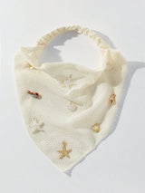 SHEIN 1pc Women's Handmade Embroidered Ruffled Starfish & Shell Decor Headwrap