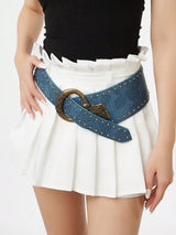 SHEIN 1pc Women's Retro Rivet Printed Casual Western Style Belt