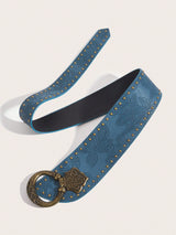 SHEIN 1pc Women's Retro Rivet Printed Casual Western Style Belt