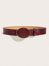 SHEIN 1pc Women's Vintage Metal & PU Grape Print Belt