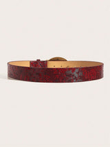SHEIN 1pc Women's Vintage Metal & PU Grape Print Belt