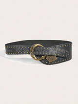 SHEIN 1pc Women's Retro Rivet Printed Casual Western Style Belt