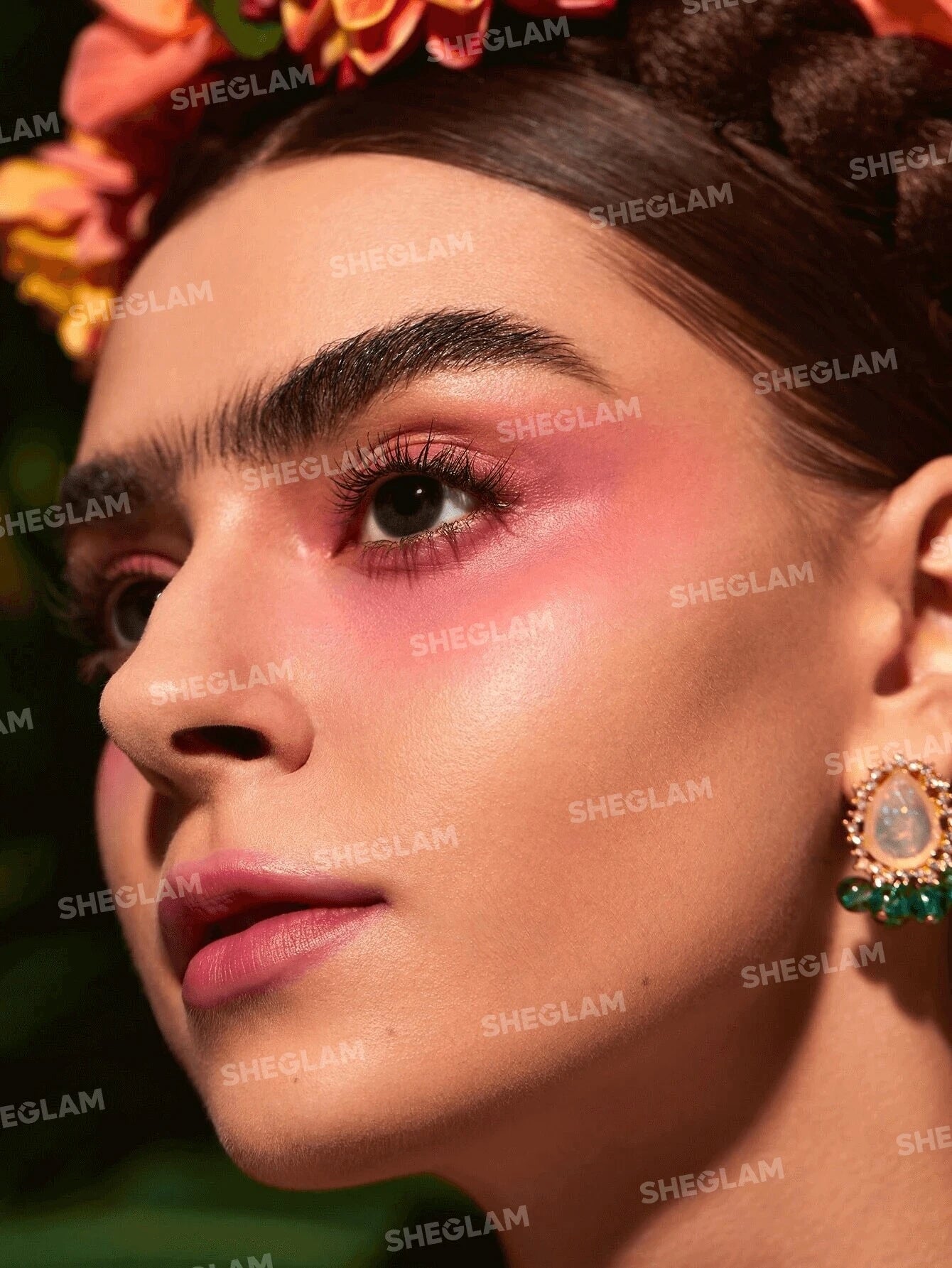 SHEGLAM X Frida Kahlo Self Portrait Cream Blush-Flower Crown  Cream To Powder Blush Long Lasting High Pigment Hydrating Natural Glowing Lightweight Soft Smooth Blusher Black Friday Sale New Years Gift Hot Pink Rosa Blush