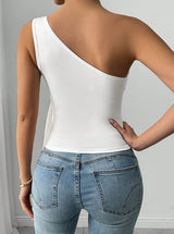 SHEIN Rafferiza Elegant Ruffle Drape One Shoulder Blouse For Women