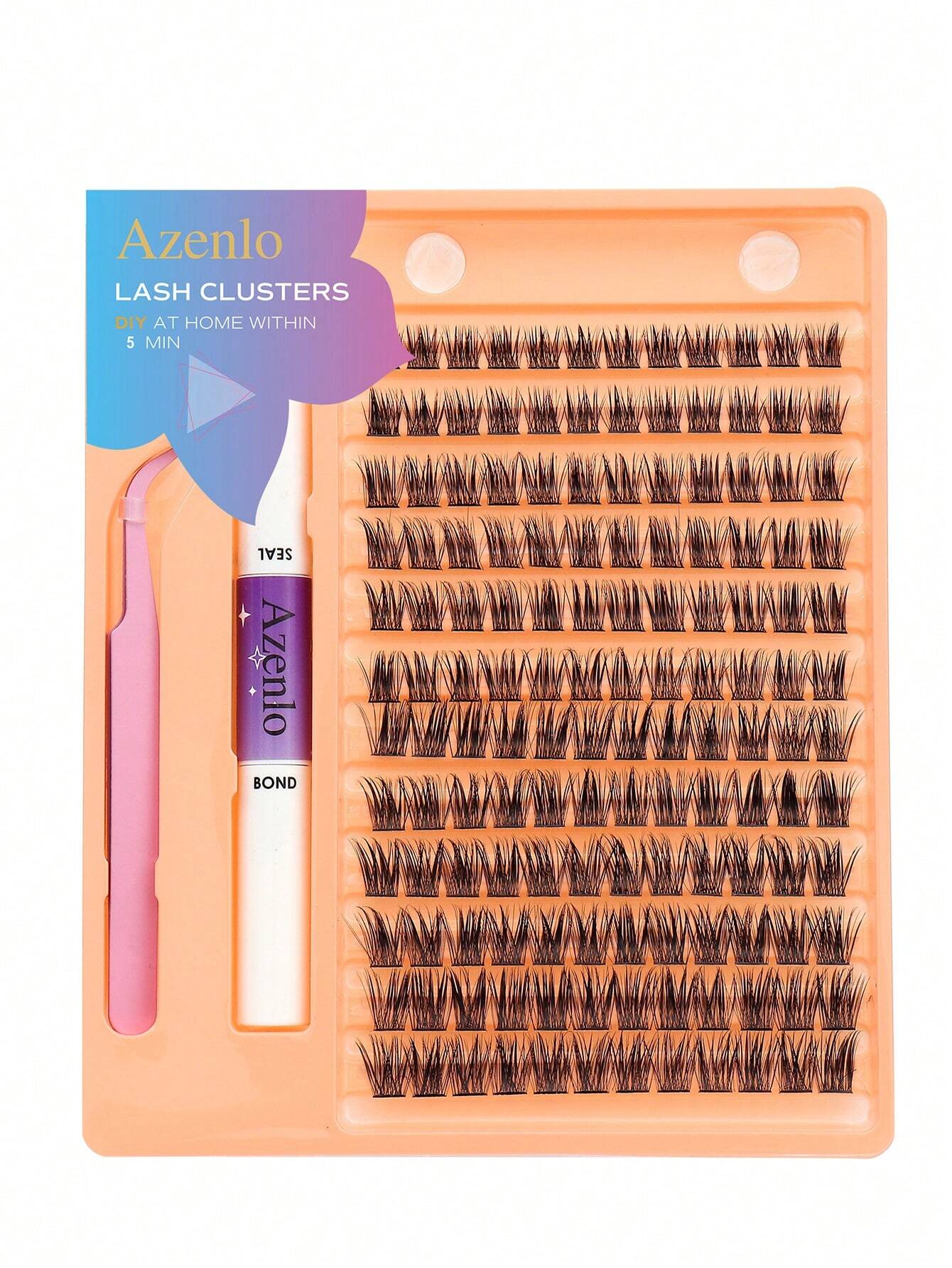 SHEIN Azenlo Cluster Lashes 144 Individual Lashes Clusters Eyelash Stem Lash Clusters With Applicator And Lash Bond And Seal Lash Extension Kit Mix 10-16mm Length C